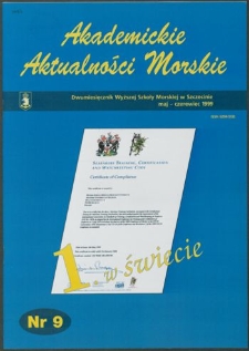 Akademickie Aktualności Morskie : Dwumiesięcznik Wyższej Szkoły Morskiej w Szczecinie. 1999, nr 9 maj-czerwiec 1999