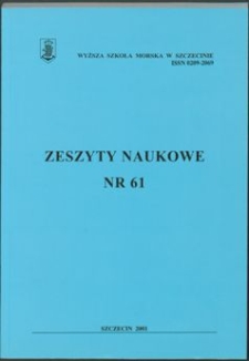 Zeszyty Naukowe. Wyższa Szkoła Morska w Szczecinie. 2001, nr 61